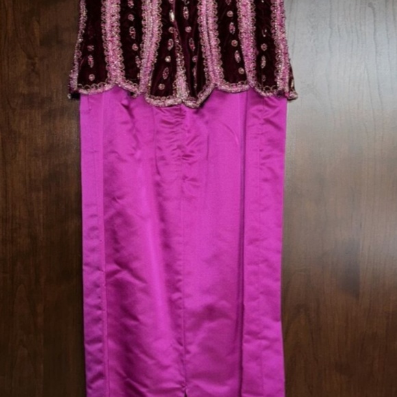 VINTAGE - UNBRANDED Hot Pink Fuchsia Long Dress Evening Gown Size 0-2 - Picture 4 of 11